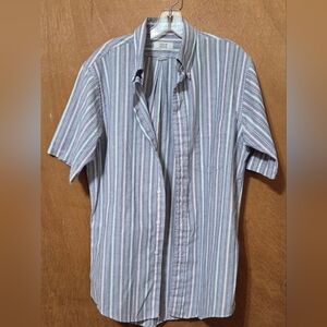 Arrow Dover Men's Multicolor Striped ShortSleeved Button Down Shirt Size Neck 16